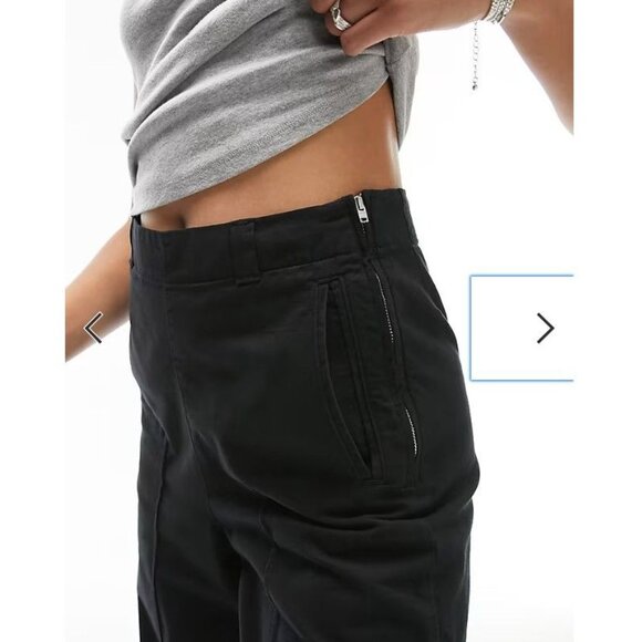 Topshop Balloon Leg High Waist Size 2 Peg Ankle Pants Cotton Side Zipper NWT - Picture 8 of 12